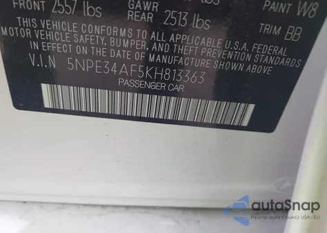 2019 Hyundai Sonata Limited из США, поврежденный, VIN 5NPE34AF5KH813363